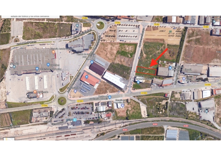 Teren o powierzchni 1165 m2 przy parku przemysłowym i wjeździe do miasta Cullera i blisko stacji kolejowej